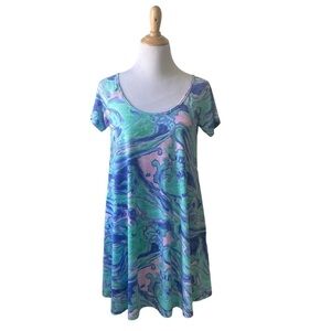 Tori Richard Honolulu Marbled Short Sleeve T-shirt Dress Small